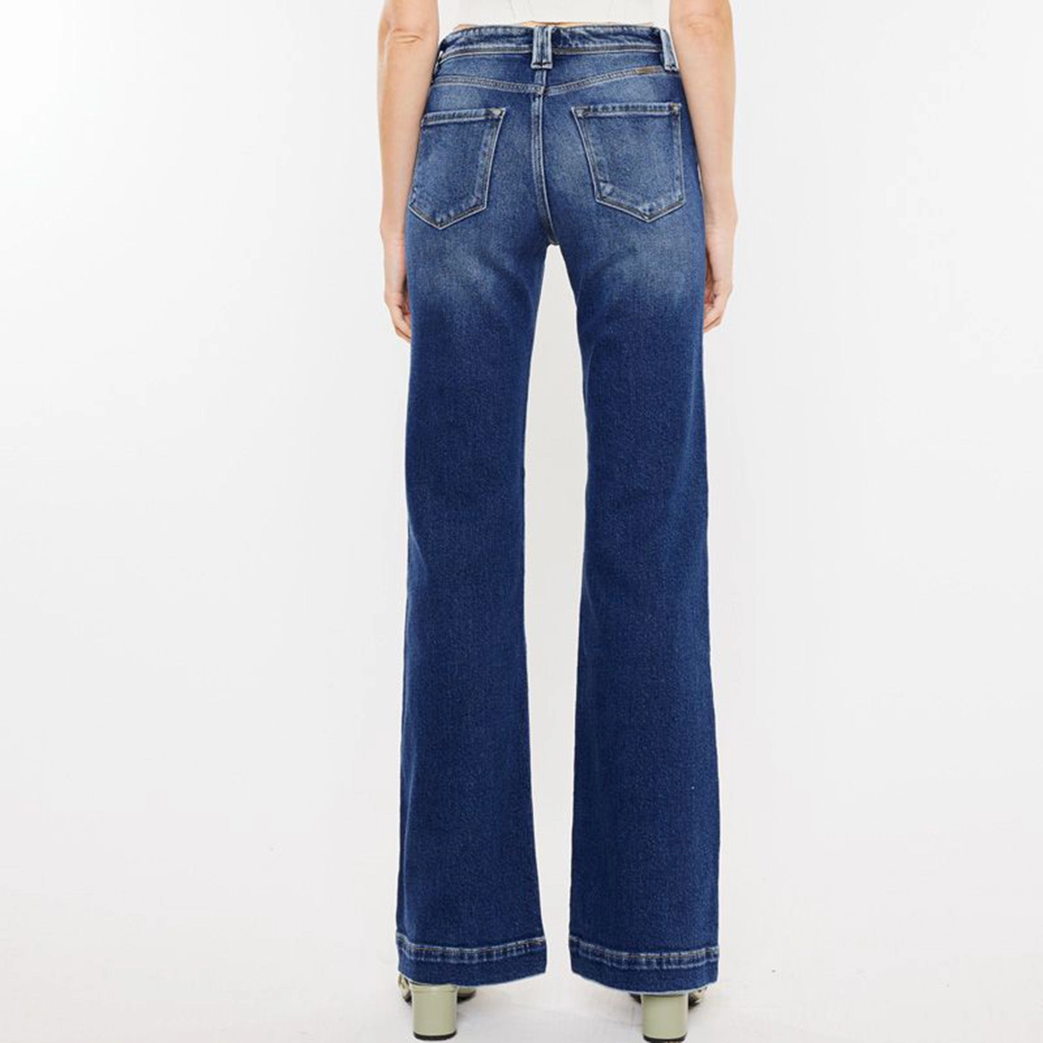 KanCan Women's Med Stone High Rise Flare Active Lifestyle