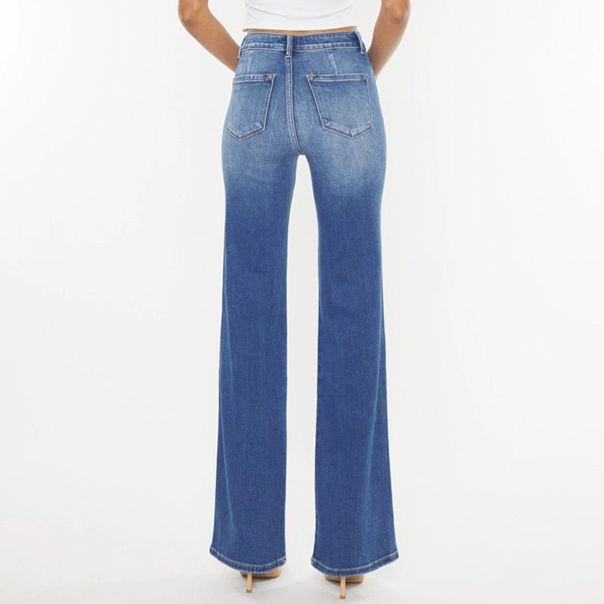 KanCan Women's Ultra High Slim Flare Jeans Smart Casual Neutral