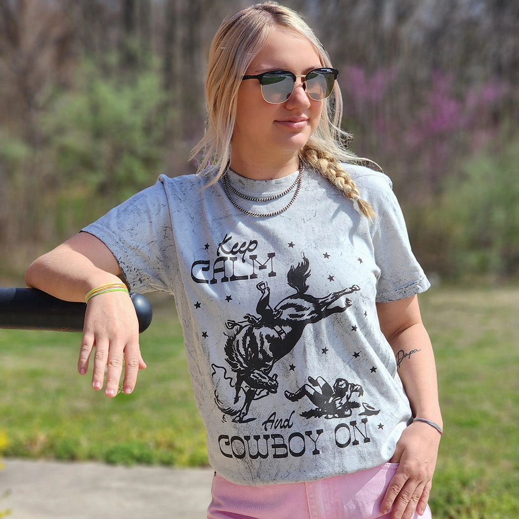 Keep Calm Cowboy On Tee WaterResistant