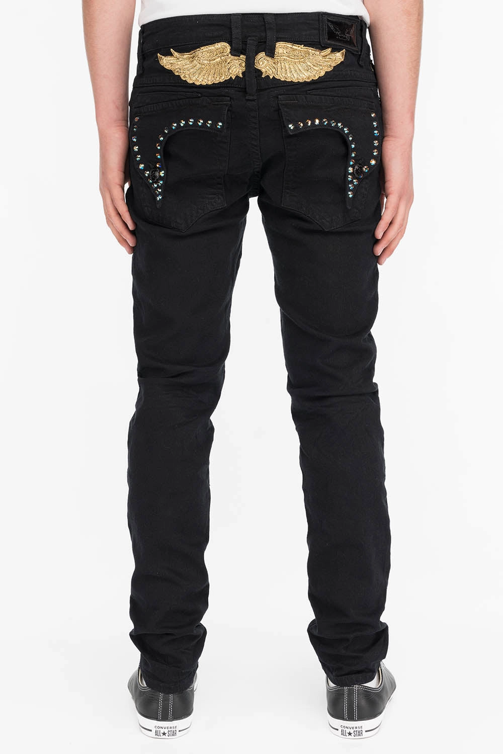 KILLER FLAP IN BLACK WITH GOLD WINGS AND LARGE AB CRYSTALS Neutral Autumn Days