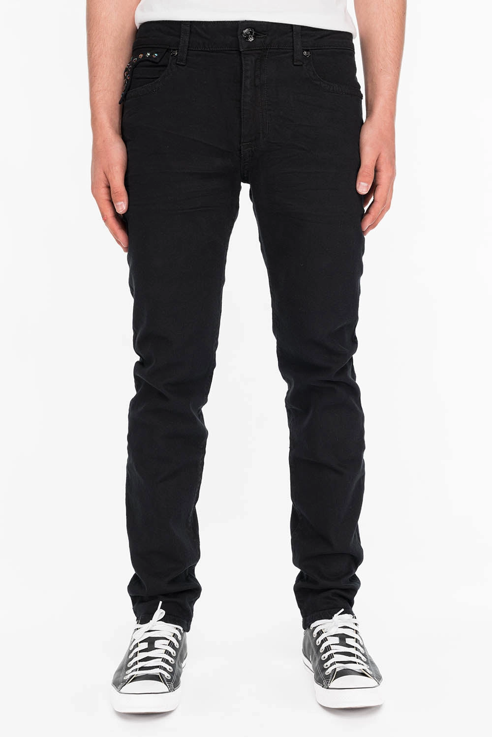 KILLER FLAP IN BLACK WITH GOLD WINGS AND LARGE AB CRYSTALS Natural Fit