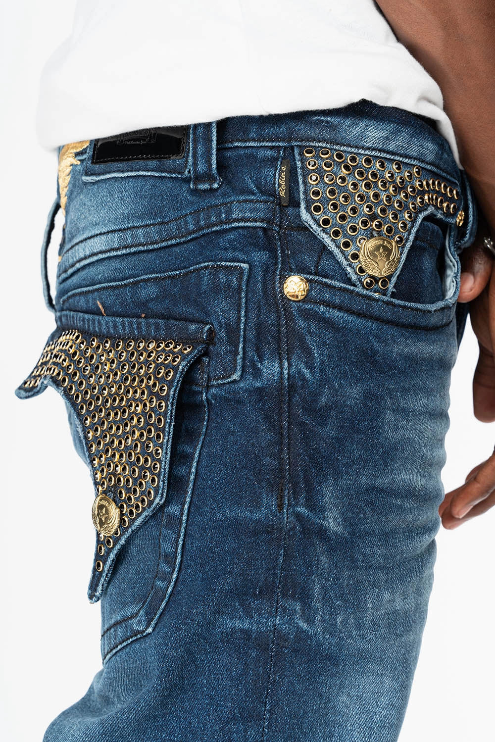 KILLER FLAP MENS SKINNY JEAN IN  OMAHA DARK WASH  FULLY EMBELLISHED WITH JET BLK CRYSTALS Classic Wear Textured Trend Setter Chill Outfit Student Outfit