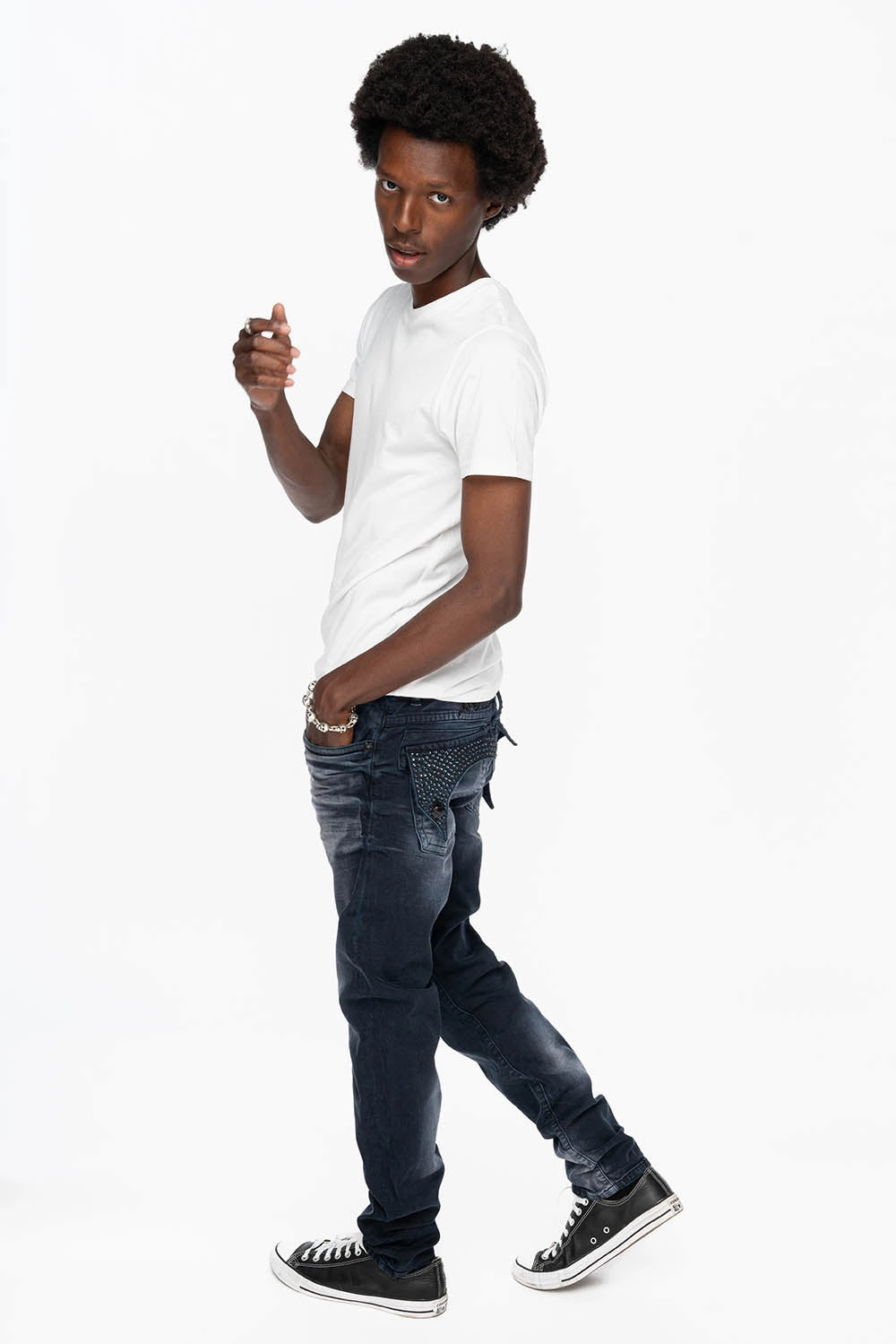 Stylish Casual KILLER FLAP MENS SKINNY JEANS IN ANTIQUE PURPLE  WITH TONAL WINGS AND FULL CRYSTAL