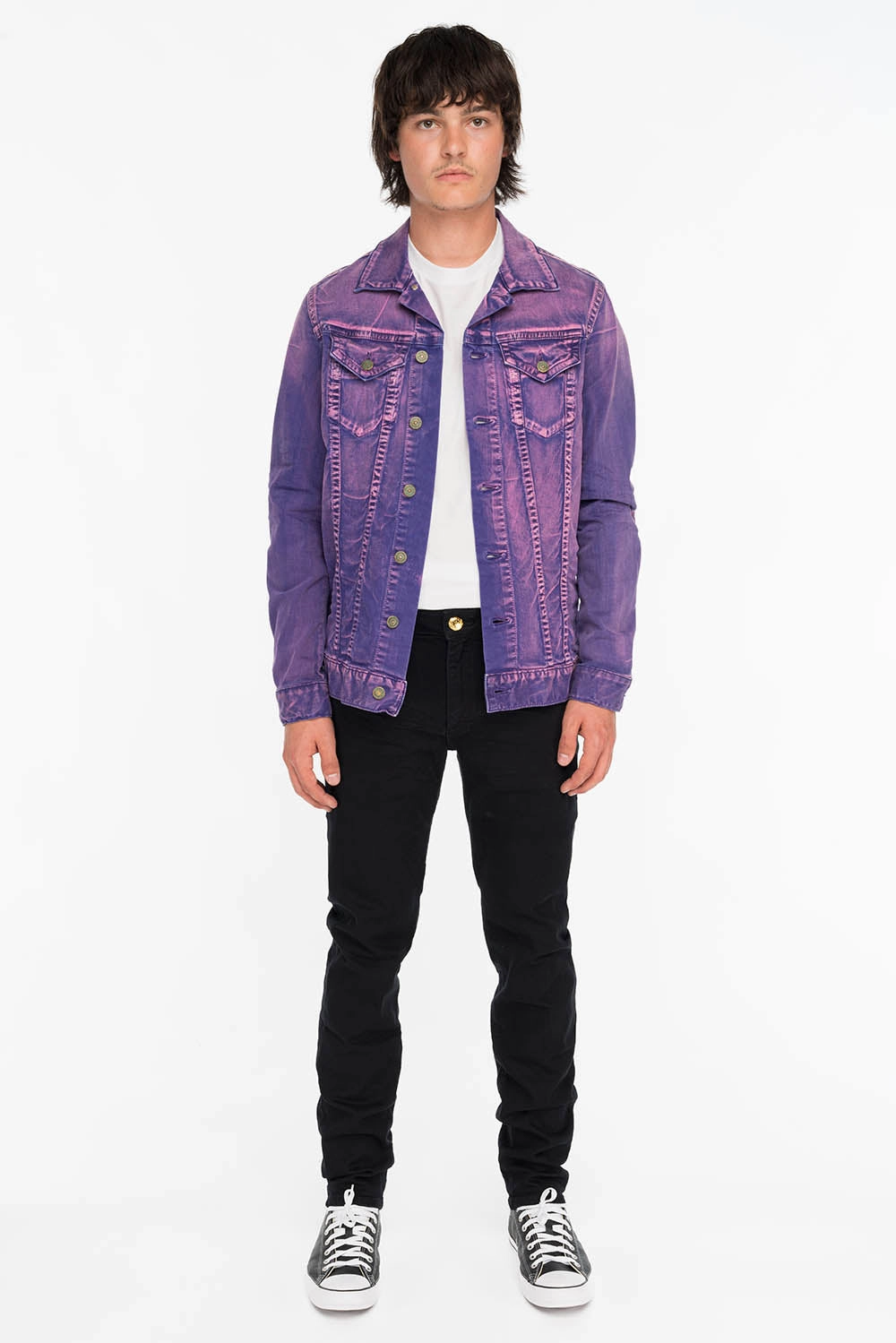 Party Look Weekend Warrior Universal Fit Sizing KILLER FLAP MENS SKINNY JEANS IN BLACK WITH GOLD WINGS