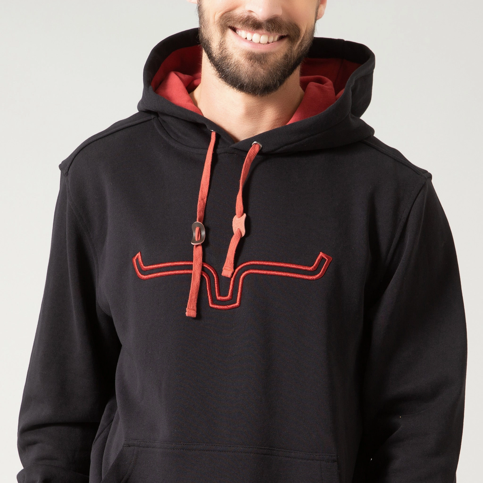Kimes Ranch Men's Black Horns Logo Hoodie Multi Pocket Utility