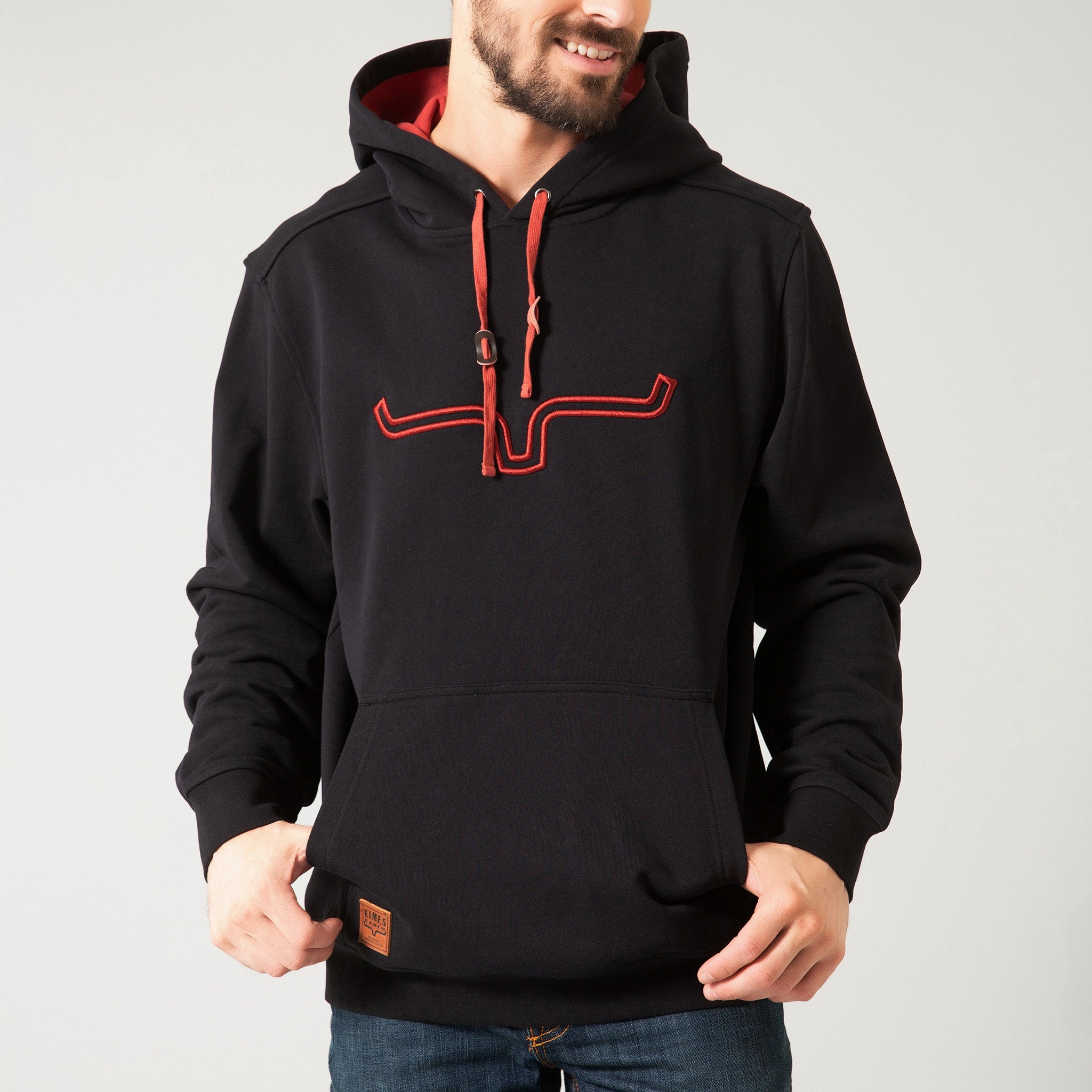 Warm Essentials Kimes Ranch Men's Black Horns Logo Hoodie