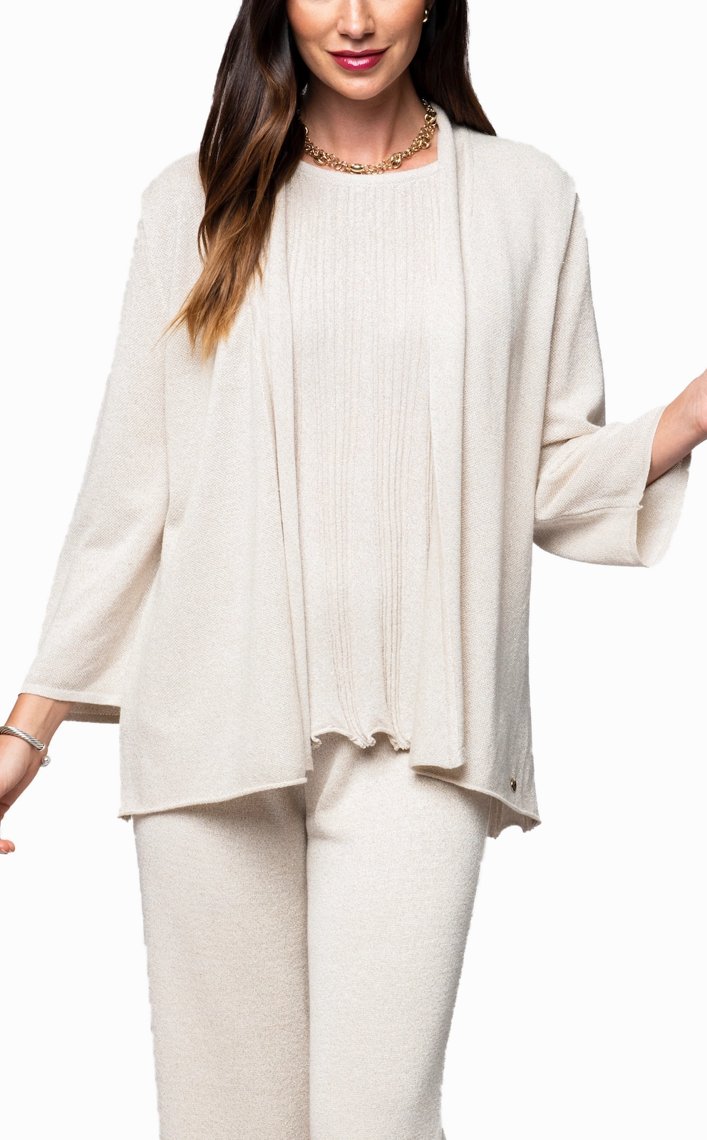 Light Wear Elsa Shimmery Jacket / Cardigan - Gold Ecru