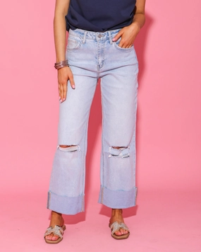 clean look Hey There Super High Rise Cuffed Jeans in Light