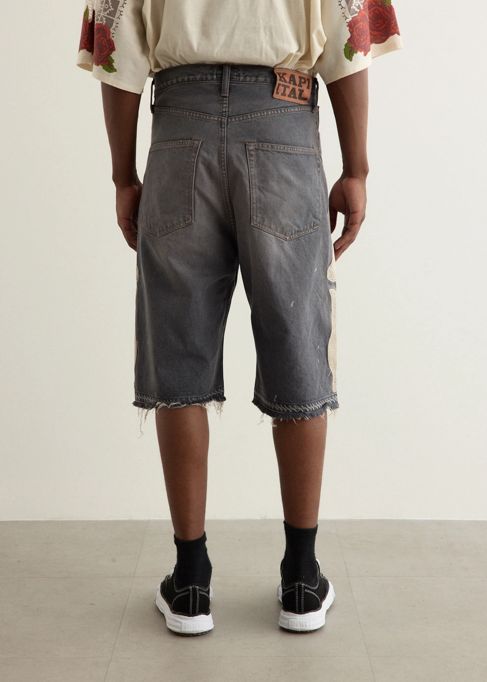 Machine washable 14oz Black Denim 5P Shorts (BONE)