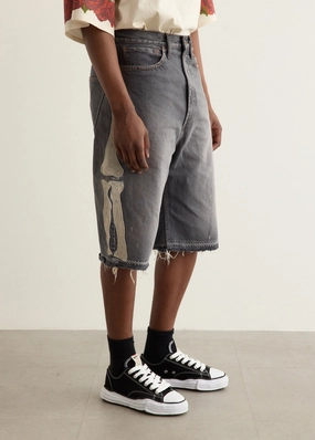 Sporty Fit Classic Fit 14oz Black Denim 5P Shorts (BONE)