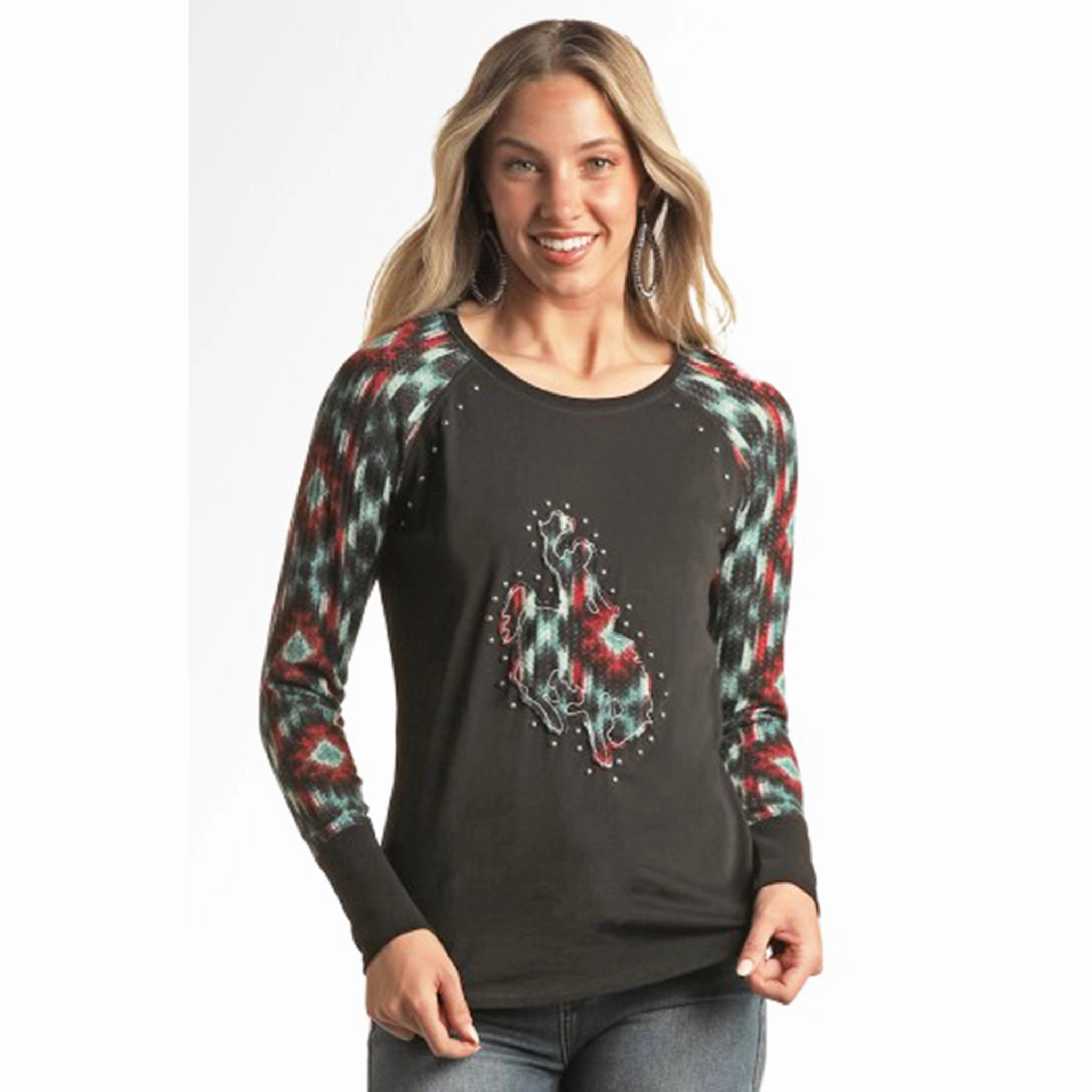 Panhandle Women's Black Bronc Shirt Quick Dry Blend Tencel Blend Fabric