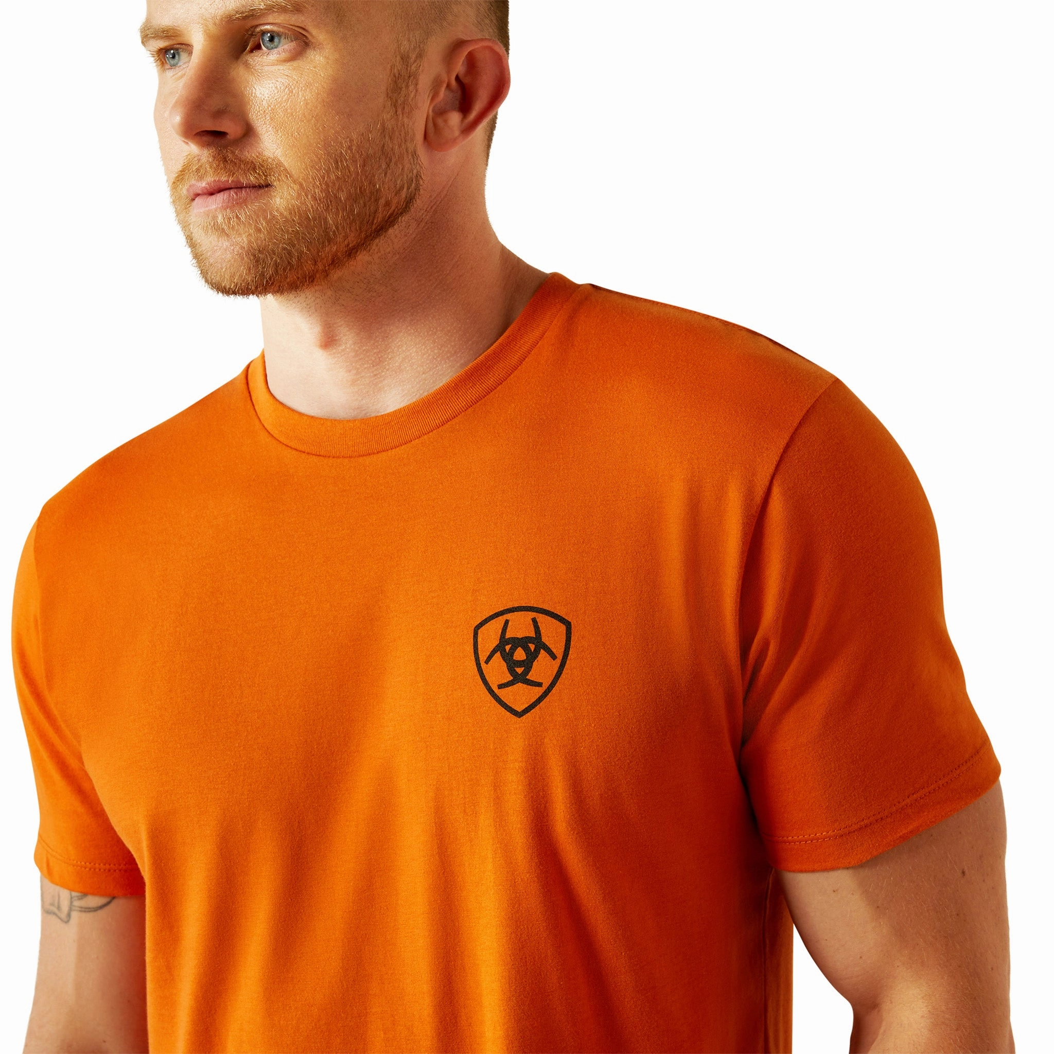 Ariat Men's Rust Orange Barbwire Flag & Shield Tee Breathable Comfort Runway Inspired