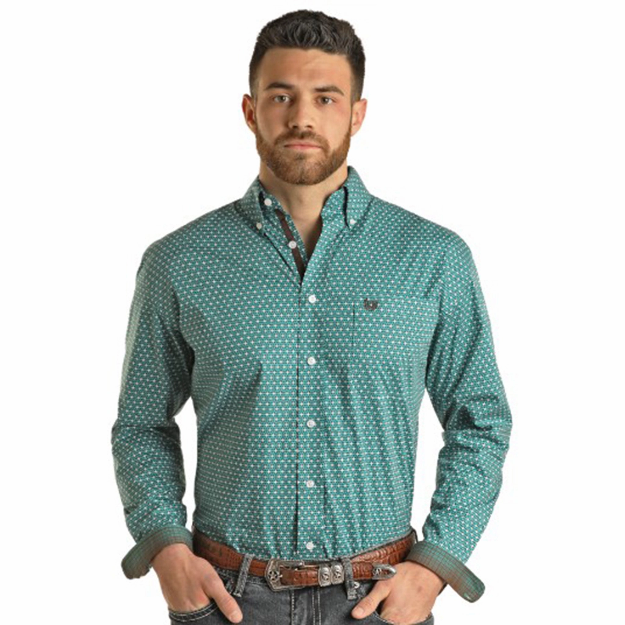 Panhandle Men's Turquoise Shirt Durable Buttons