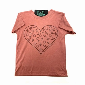 The Twisted Filly Women's Mauve Branded Heart Tee Resilient Fabric Blend