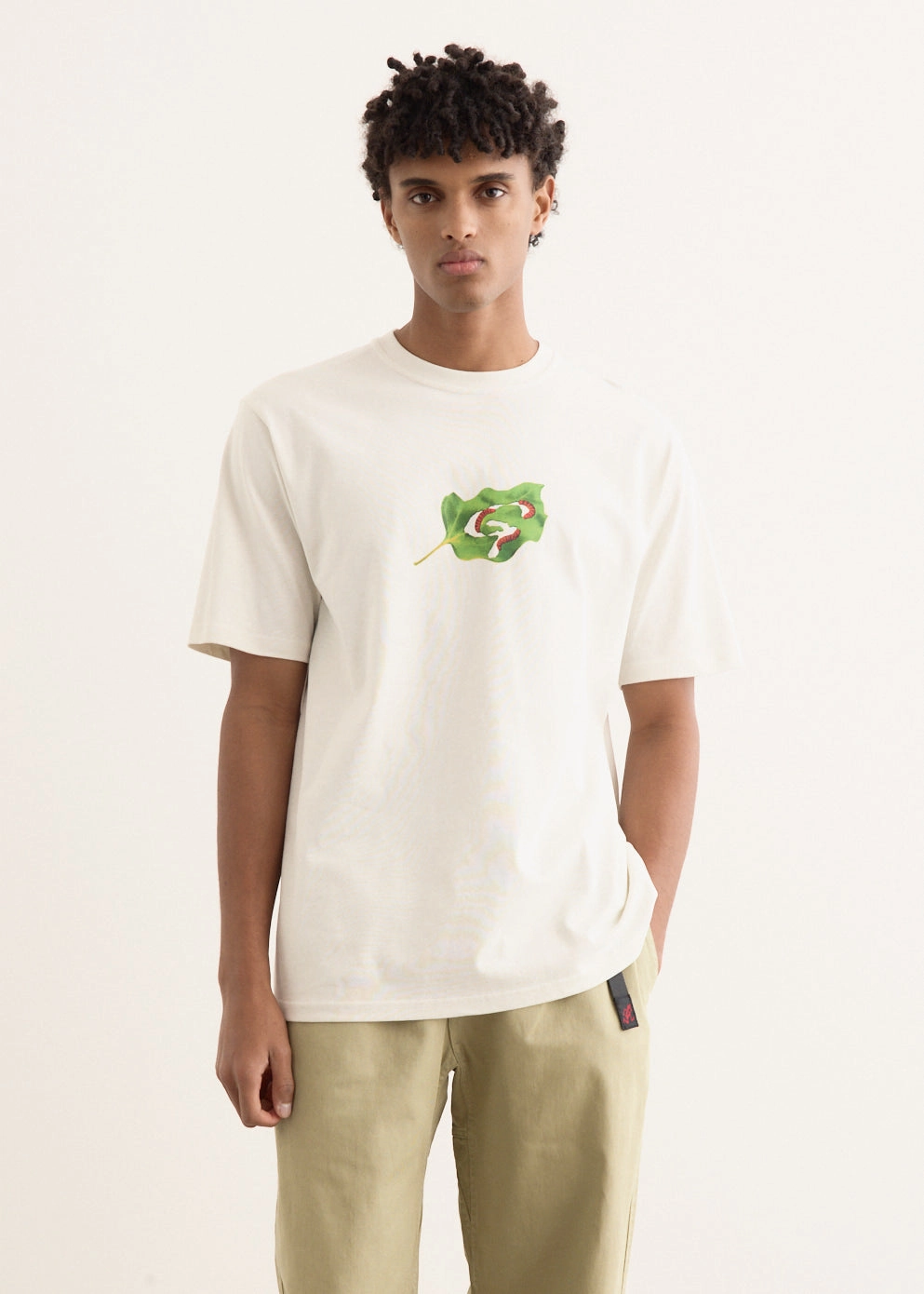 Yarn Dyed Stripes Leaf T-Shirt