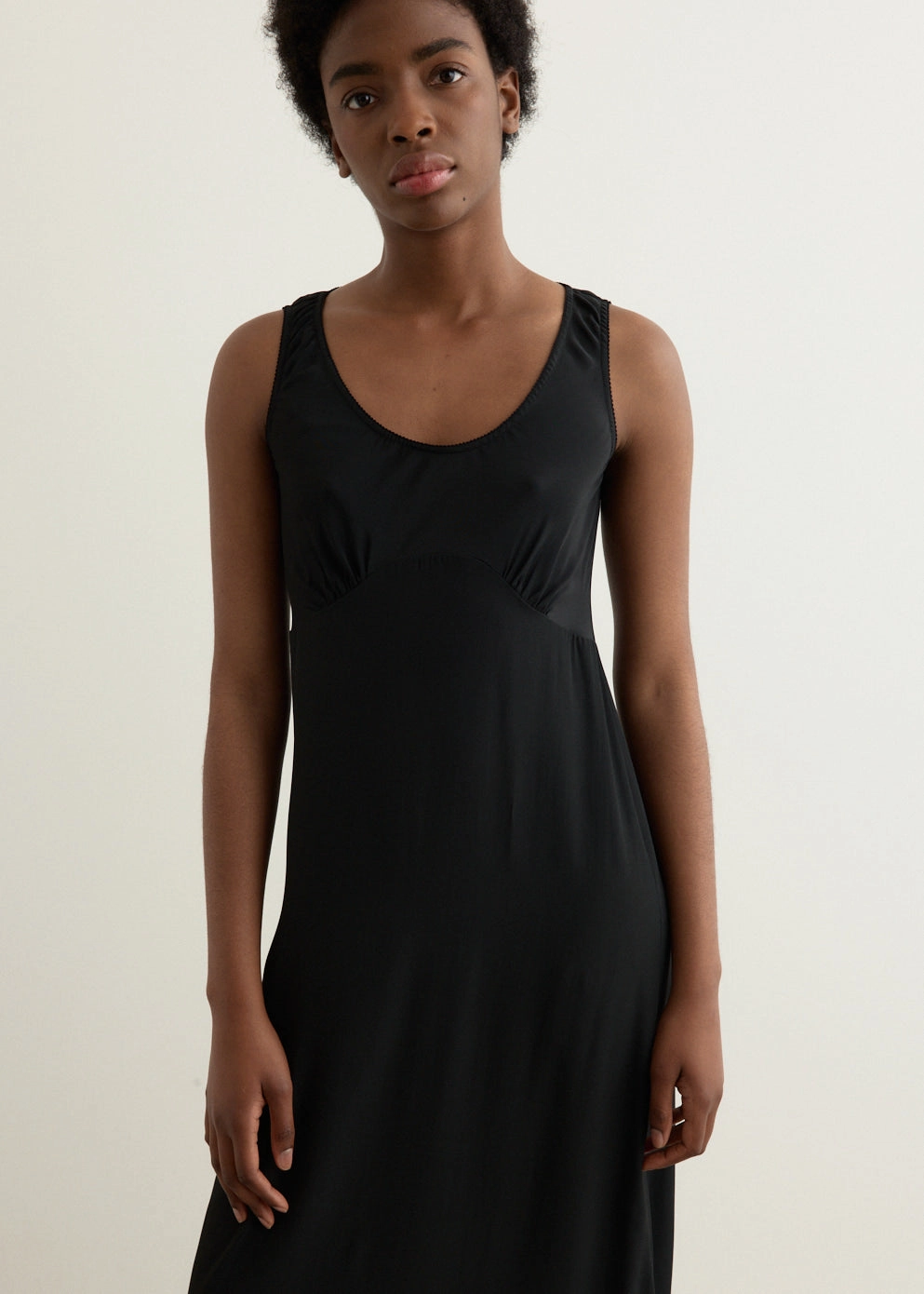 Elegant Mood Playful Cut Scoop Neck Slip Dress With Trim