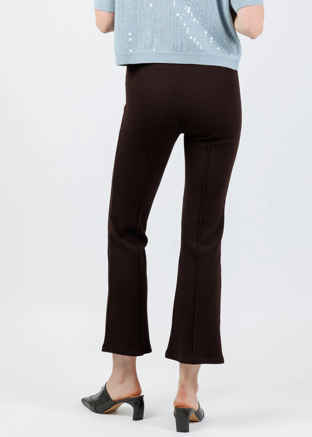 Light Reflective Details The Rib Kick Flare Trousers - Espresso