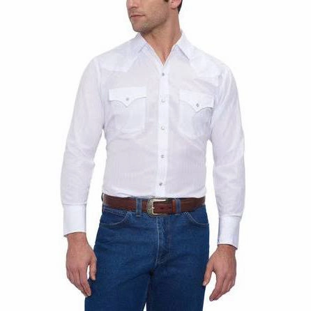 Ely Walker Men's Solid White Long Sleeve Button-up