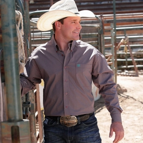 Cinch Men's Long Sleeve Geo Print Standalone Option Subtle Print