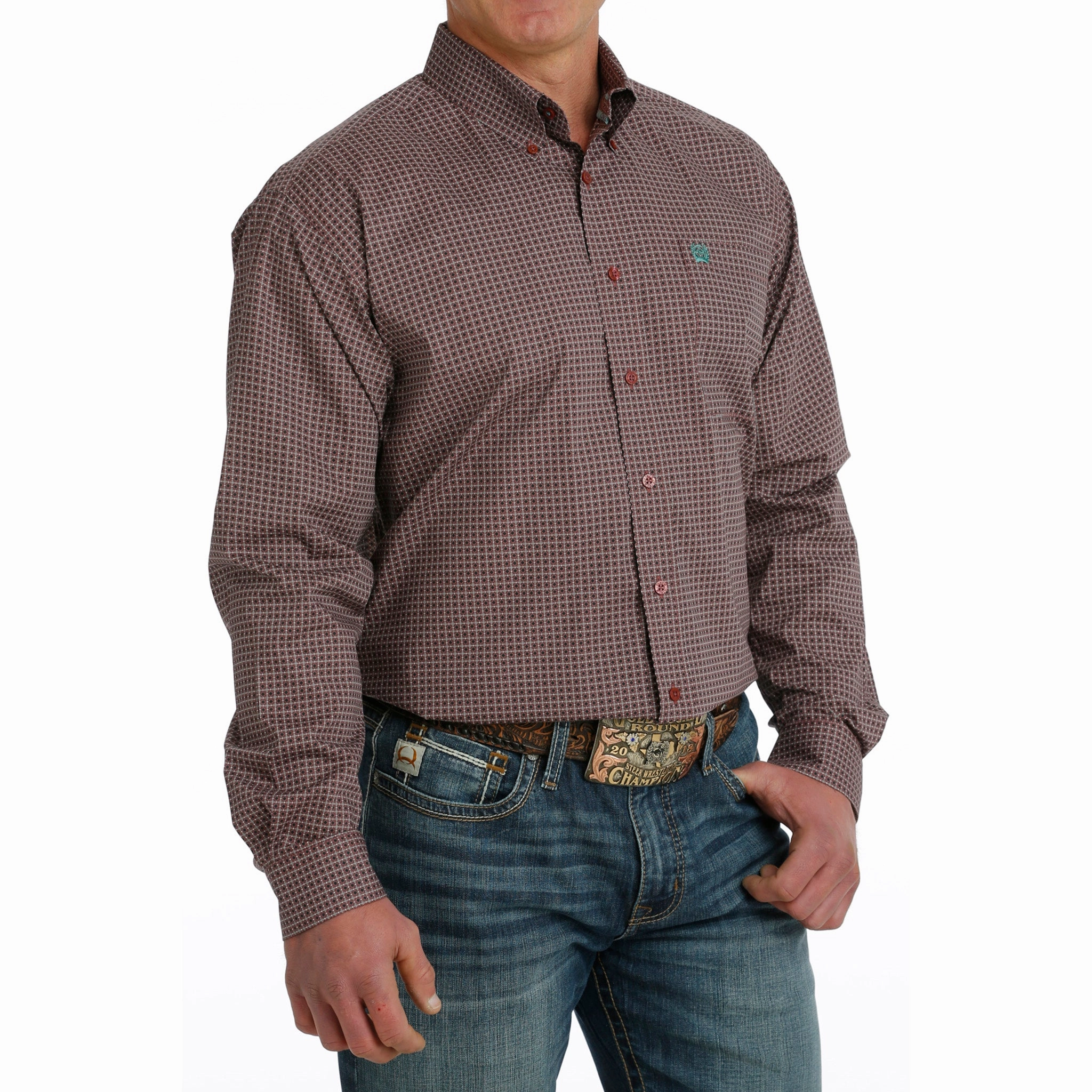 Cinch Men's Long Sleeve Geo Print Weekend Outfit