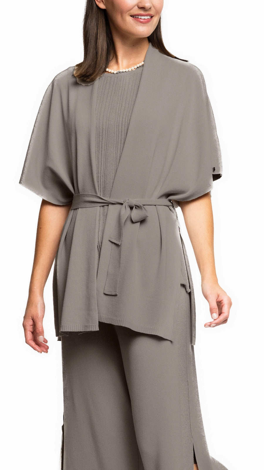 Melinda Belted Dropped Shoulder Cardigan; Taupe Winter Comfort Layer