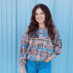 Ariat Women's Natural Aztec Vista Sweatshirt Low Impact Manufacturing Tailored Silhouette