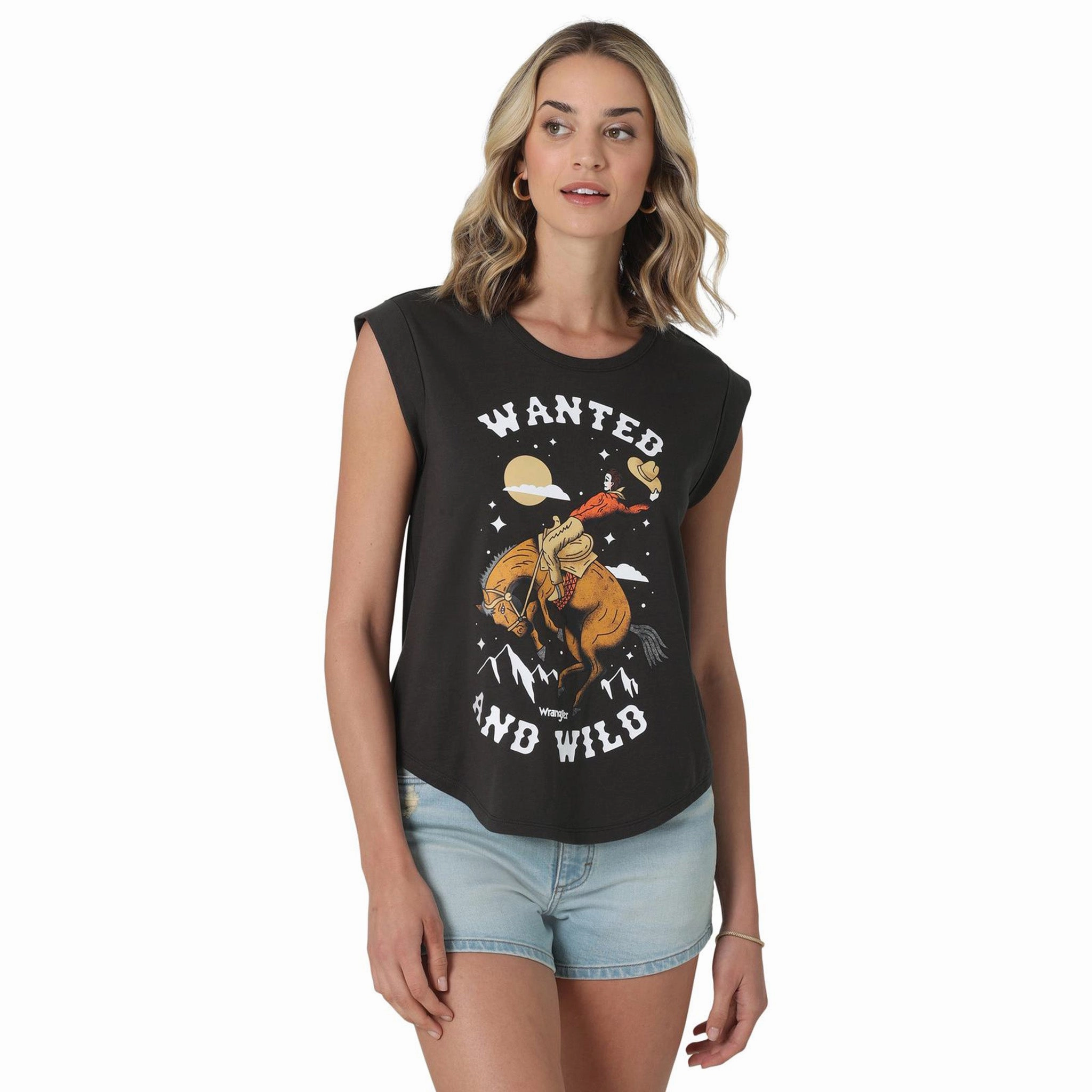simple design Non Restrictive Fit Wrangler Women's Wanted and Wild Tee