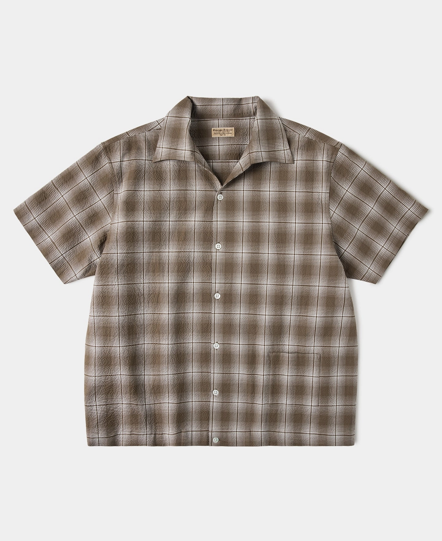Everyday Look Creative Professional 1950s Plaid Seersucker Short Sleeve Shirt - Brown