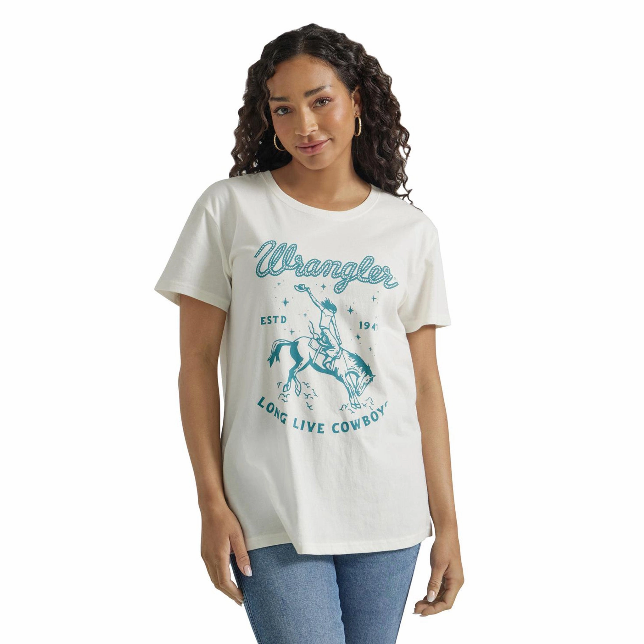 Wrangler Women's White & Teal Tee ConvertibleCollarSystem