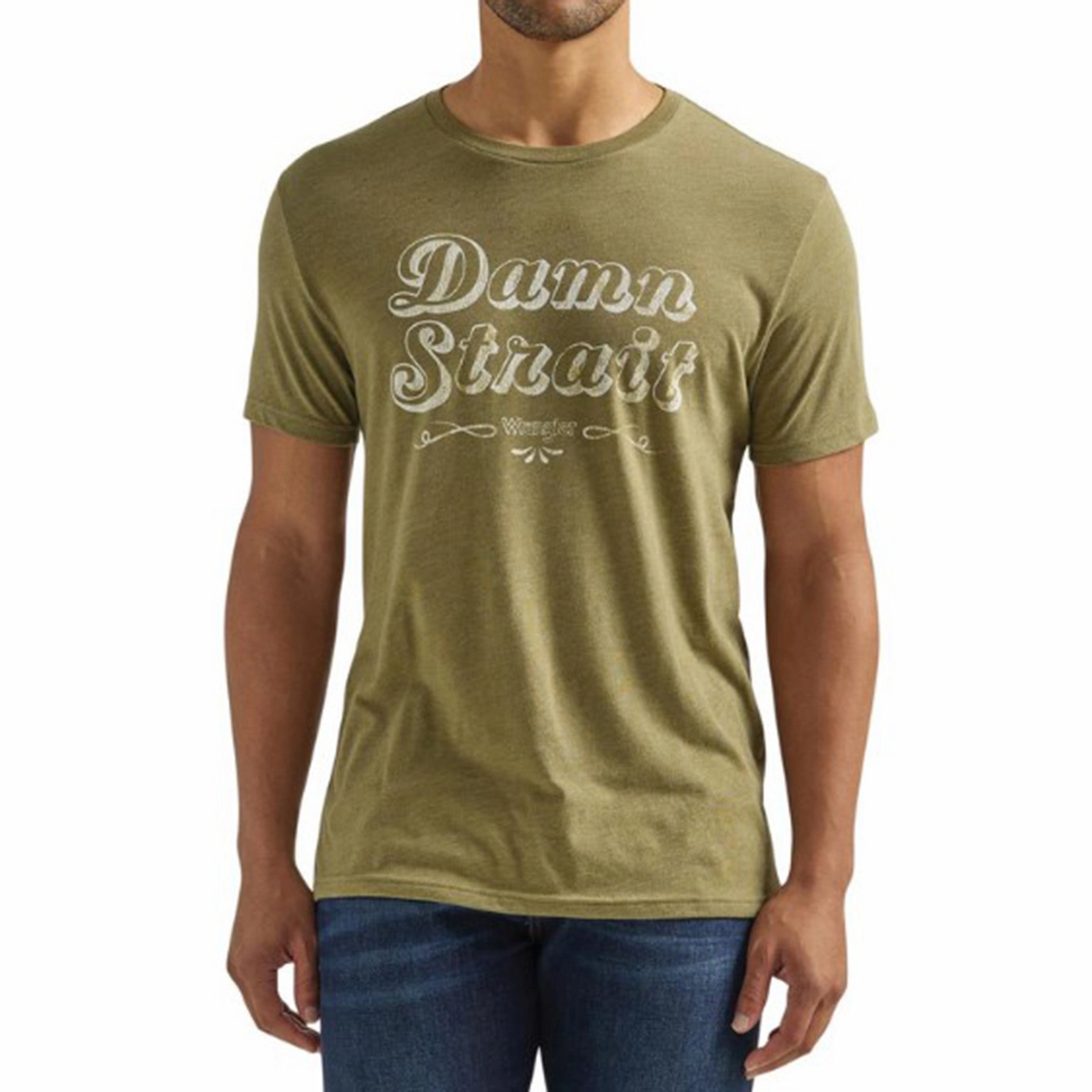 Wrangler Olive Heather Damn Strait Tee Layered Hemline Trendsetting