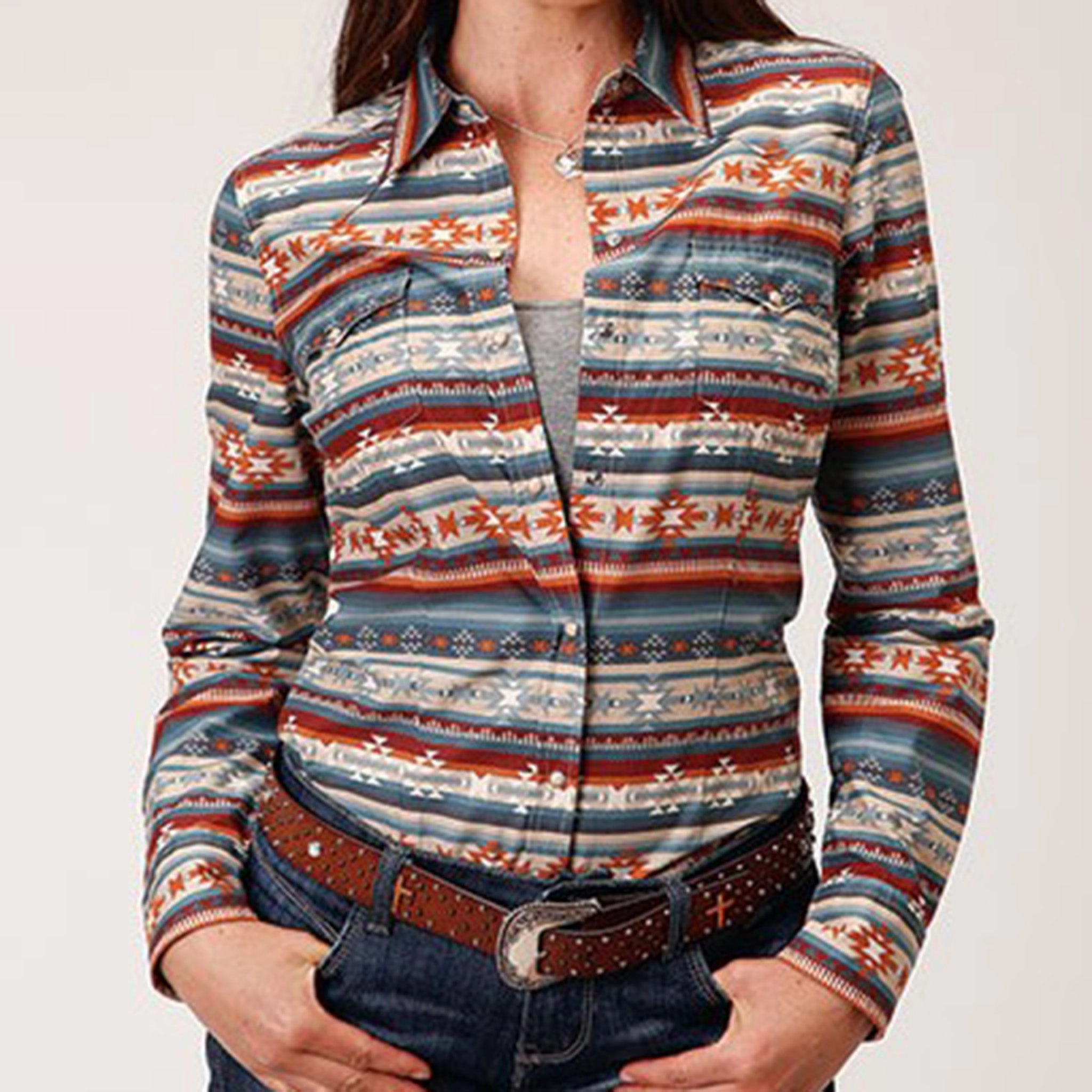 AntiPill Finish Roper Women's Sandstone Aztec Shirt
