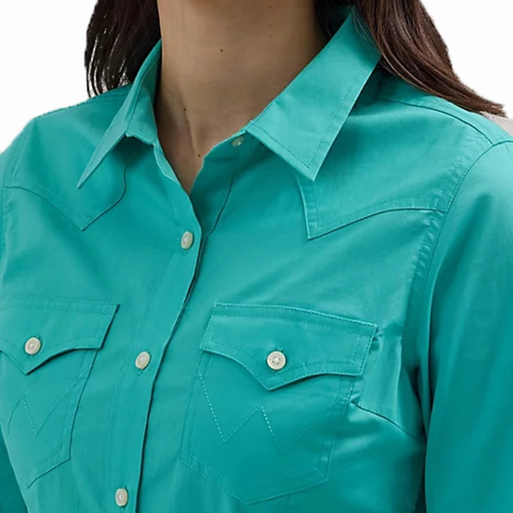 Casual Blouse DoubleLayeredShoulders Wrangler Women's Retro Button-Down Shirt