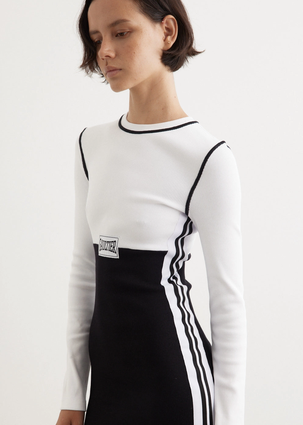 Sharp Style single wear Long Colour Block With Gaultier Patch Dress