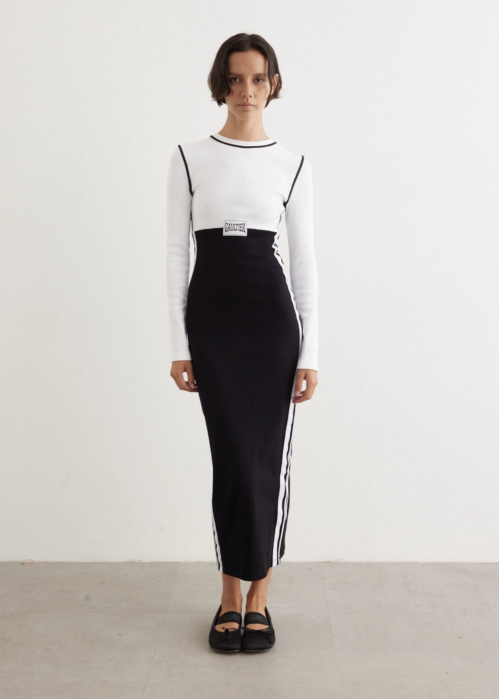 Long Colour Block With Gaultier Patch Dress Silky Touch Perfect Mood