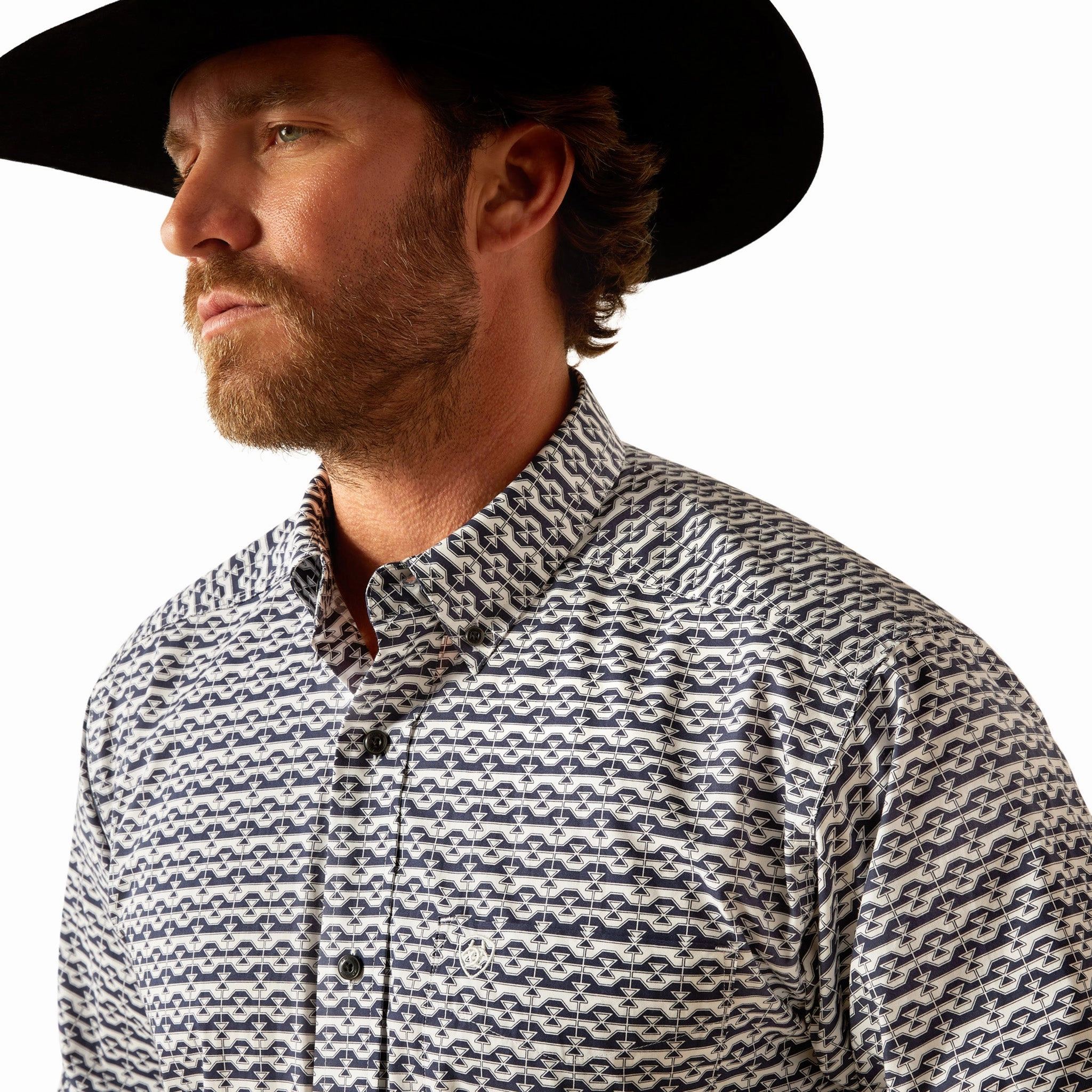 Ariat Men's Patton Black & White Long Sleeve Shirt All-Weather Ready Anti Pill Technology