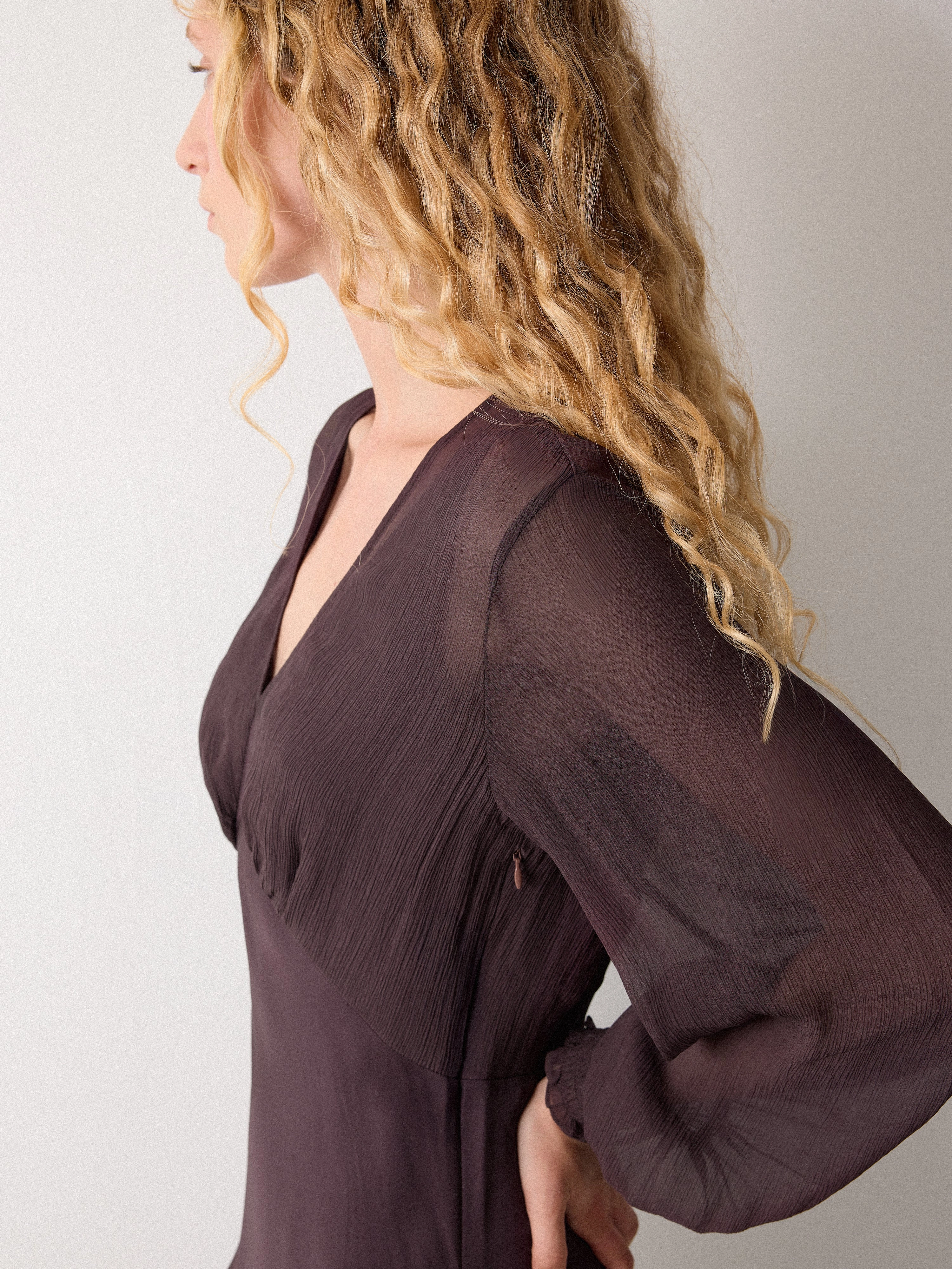 Long Sleeve Bias Dress | Purple Trumpet Shape Abrasion resistant