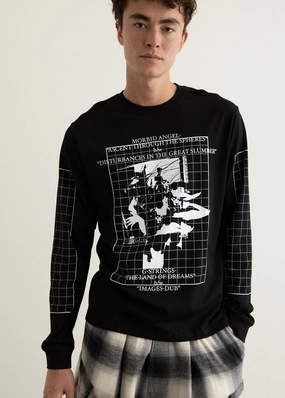 Boat neck style Long Sleeve T-Shirt - Grids