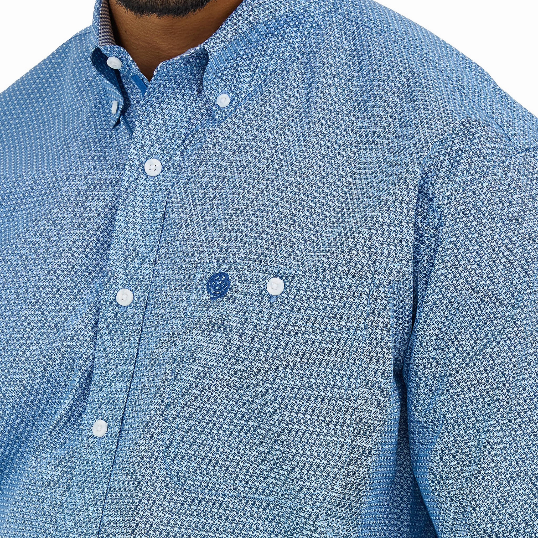 Versatile Layer Light Option Wrangler Men's George Strait Blue Geo Print Shirt
