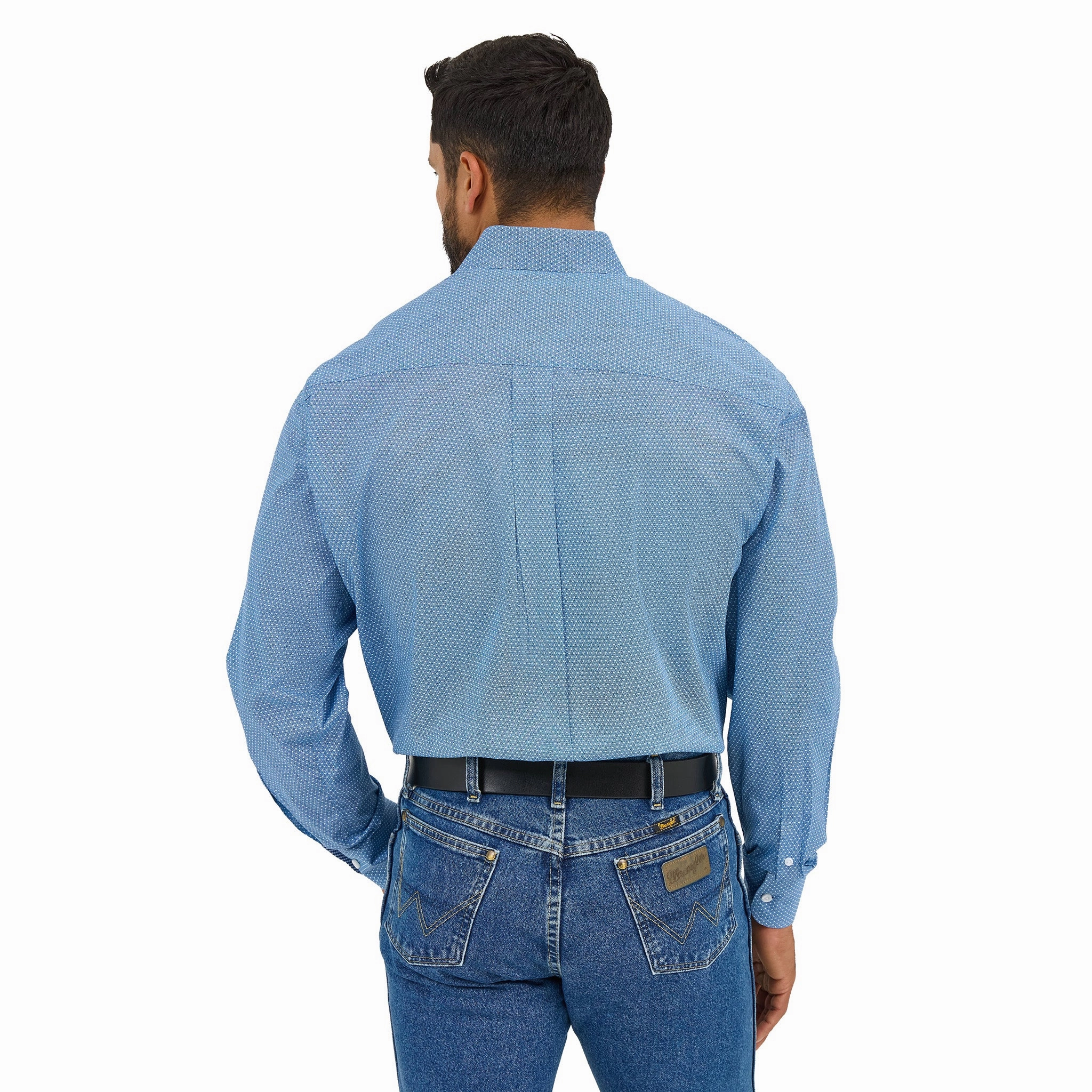 Wrangler Men's George Strait Blue Geo Print Shirt Corporate Retreat Button-up