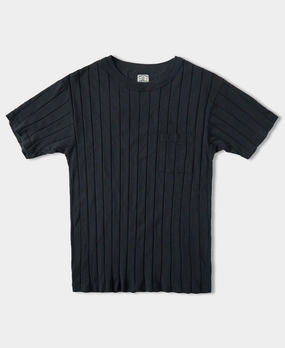 Lot 105 Drop Needle Ribbed Pocket T-Shirt - Charcoal Black Odor-resistant Soft Finish