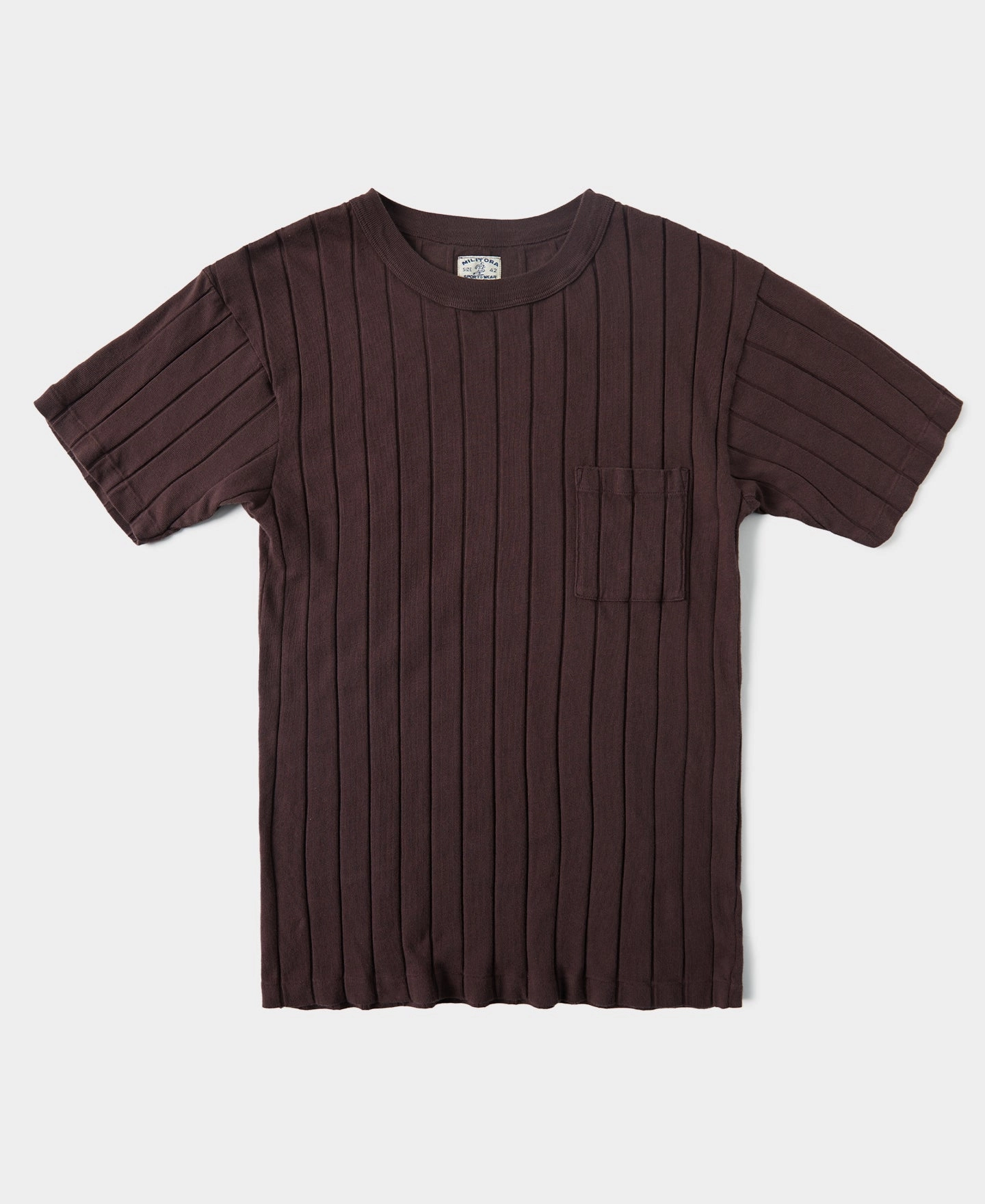 Subtle Details Daily Style Lot 105 Drop Needle Ribbed Pocket T-Shirt - Chocolate Brown