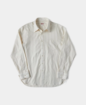 Oversized Fit Lot 215 1930s Jacquard Stripe Point Collar Dress Shirt