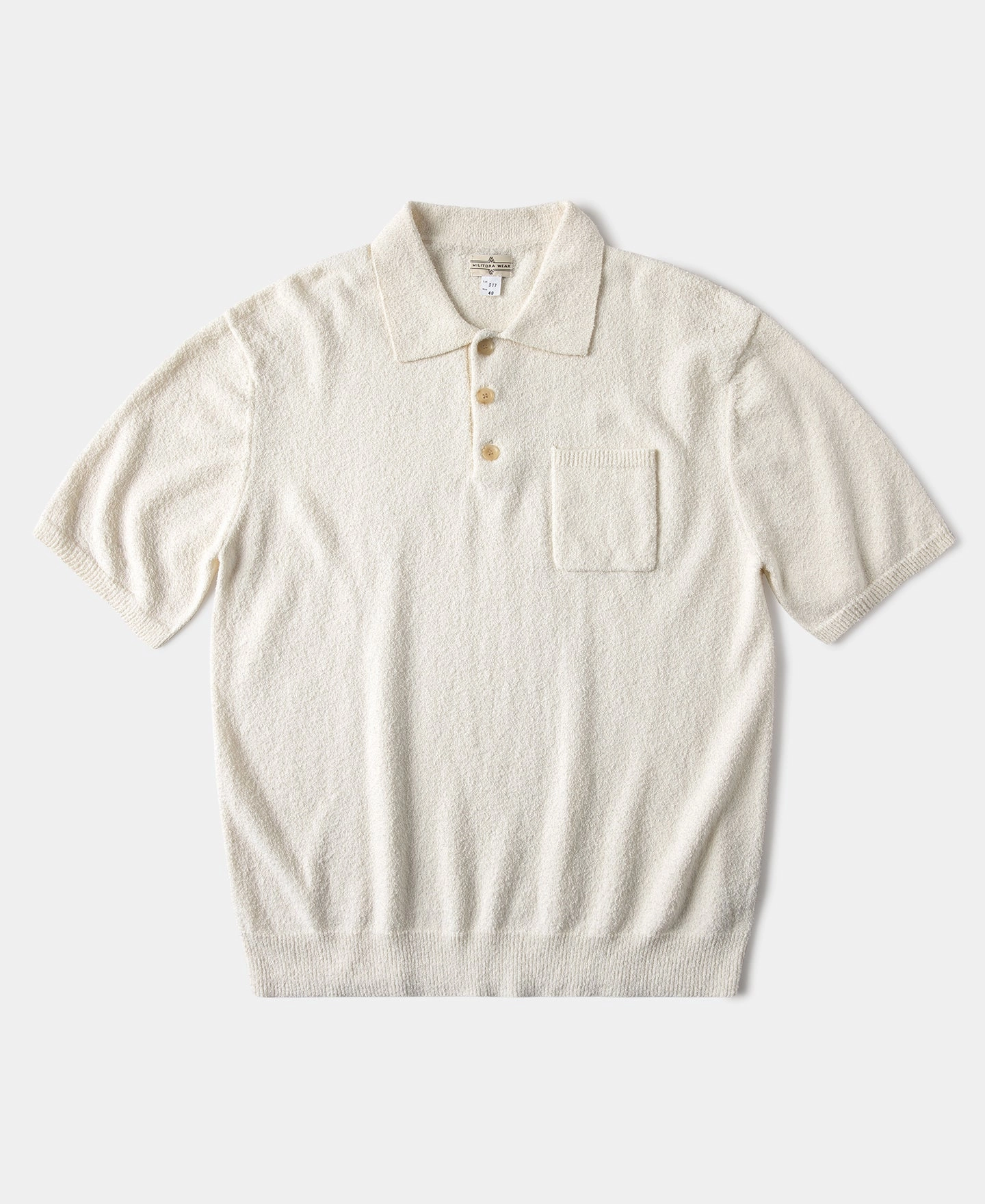 Lot 917 Cotton-Blend Boucl?? Polo Shirt - Cream White Office To Outing Summer Business