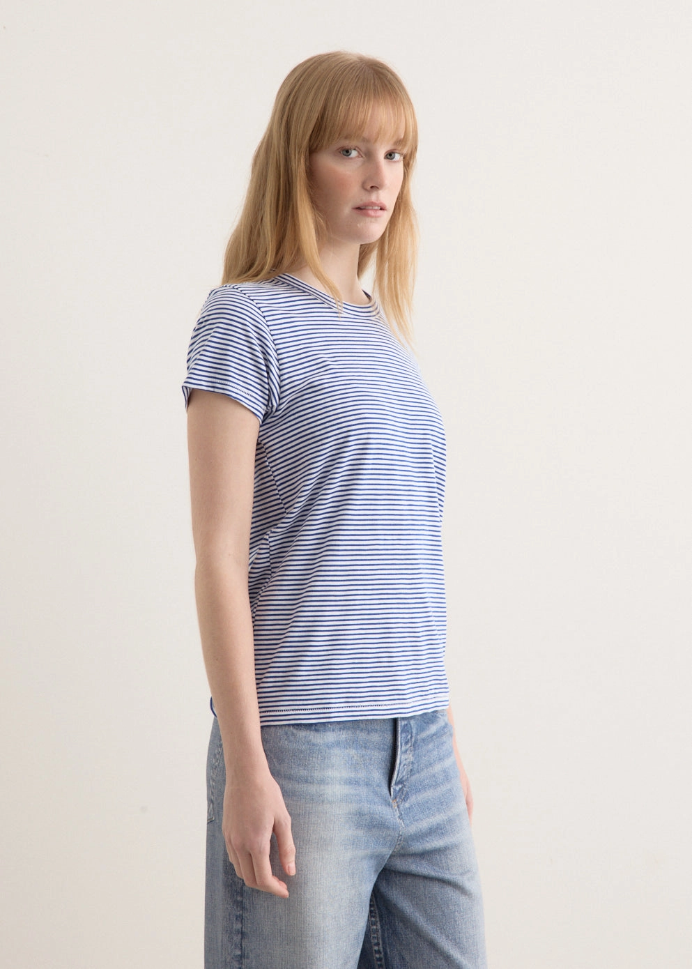 Low Profile Collar Slub Stripe T-Shirt