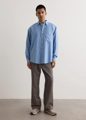 Lightweight Material Neutral Toned Stitching Washed Finx Twill Big Shirt