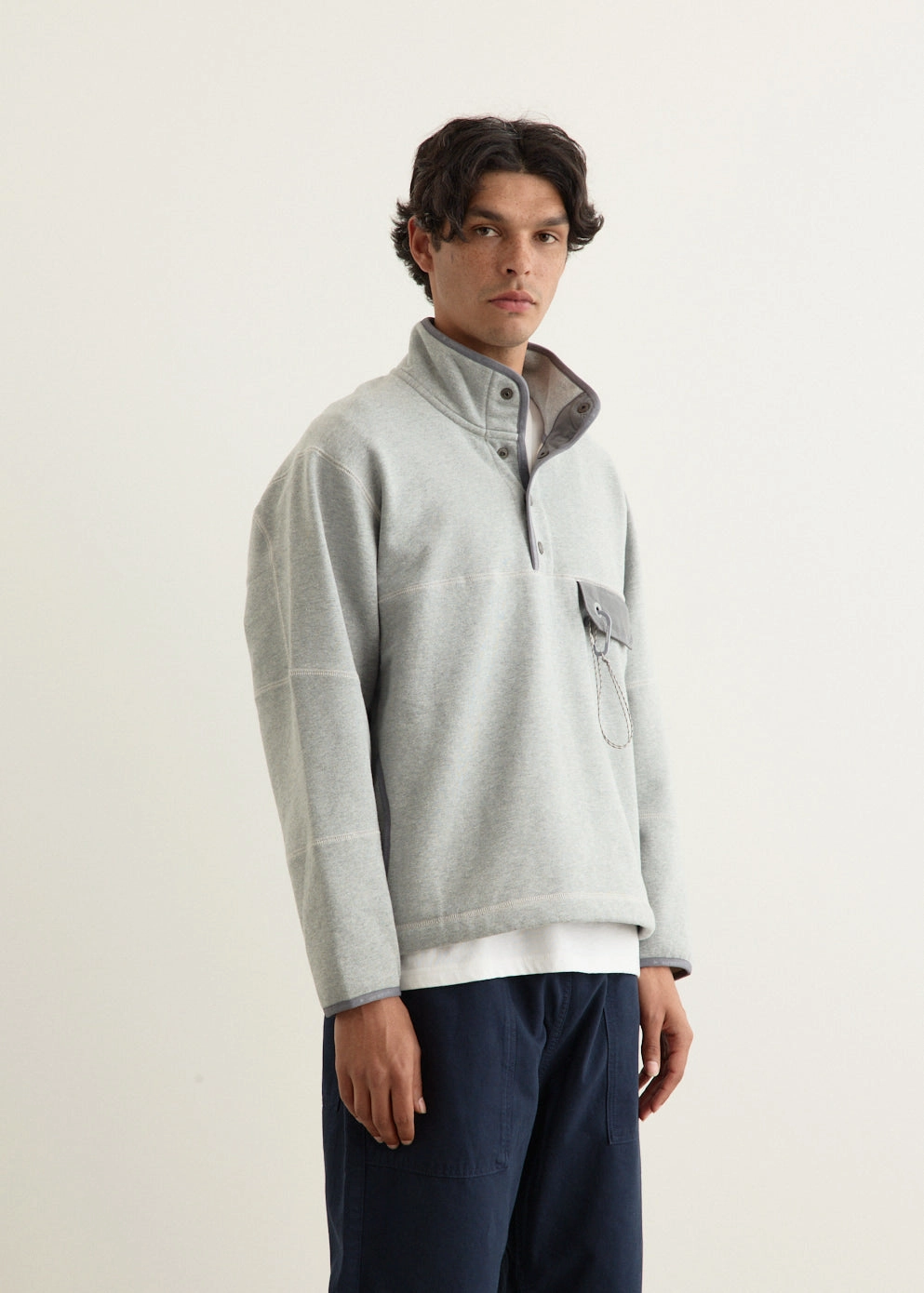 Roomy Design Curved Hemline Sweat Pullover