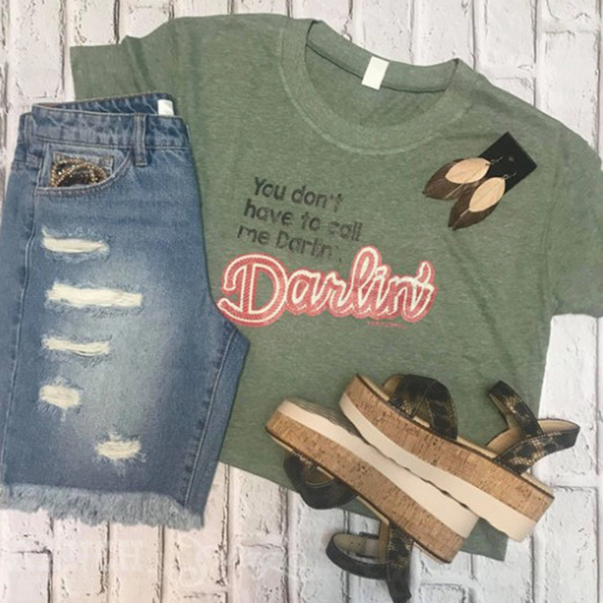 PortableOption Ranch Swag Women's Green Call Me Darlin' Tee
