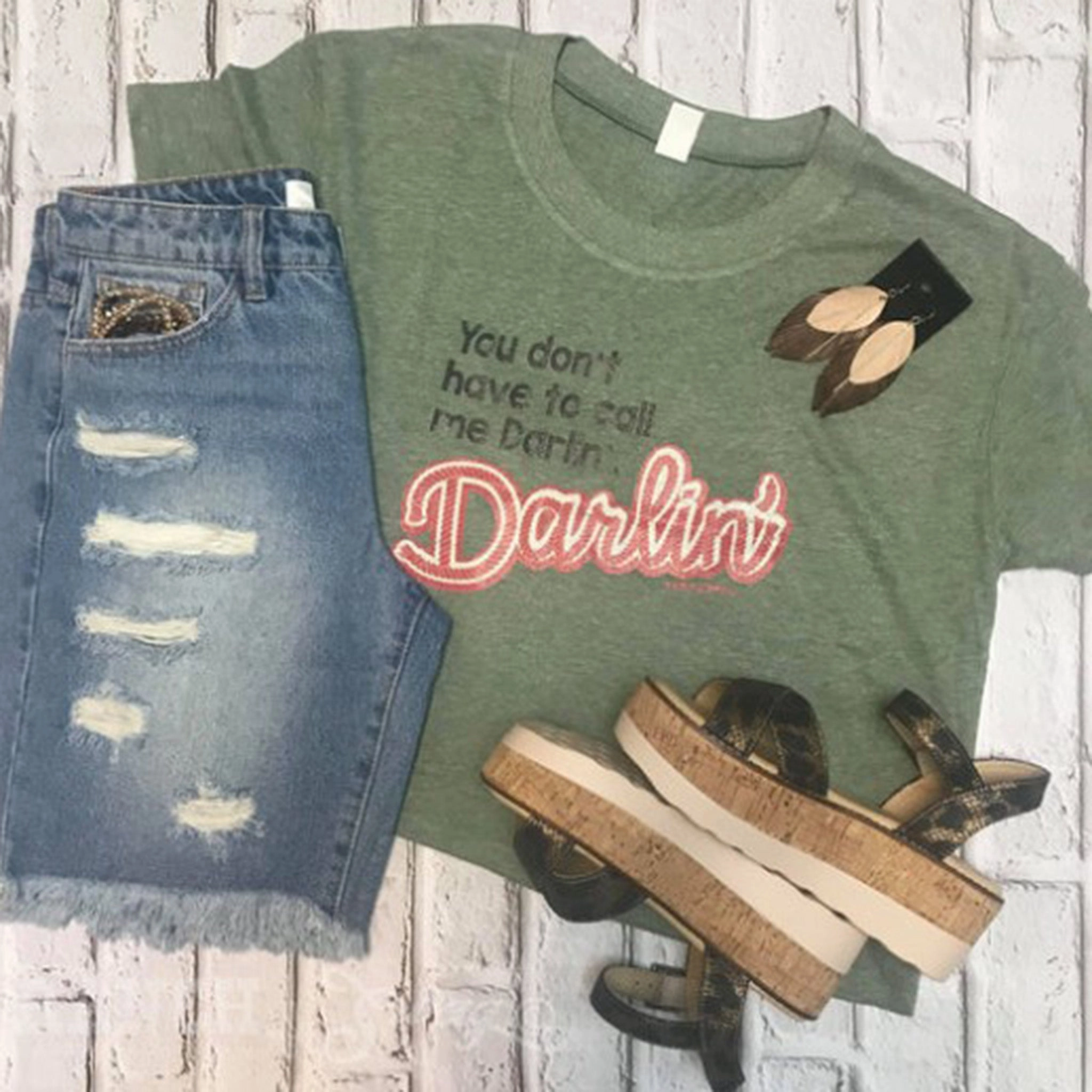 Zero Waste Cut Pattern Ranch Swag Women's Green Call Me Darlin' Tee