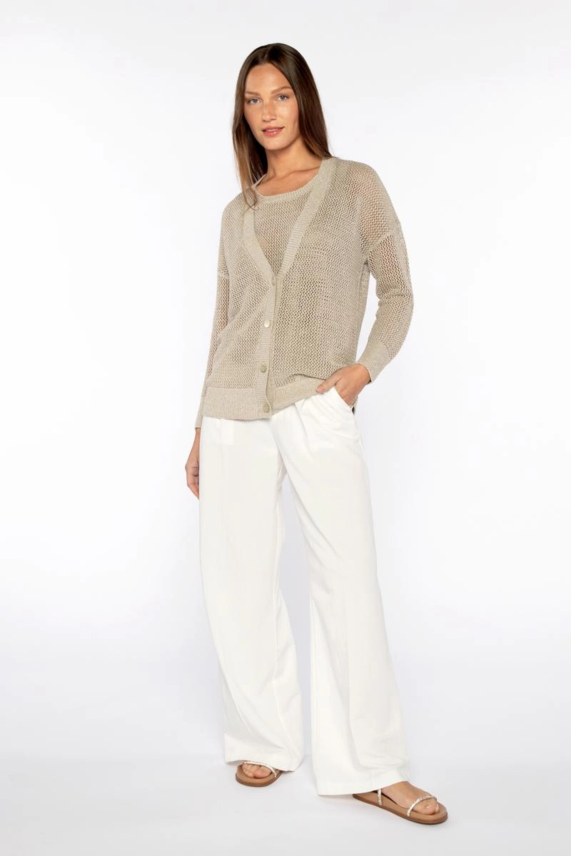 Quick Style Soft Knit Style Lurex Mesh Cardigan