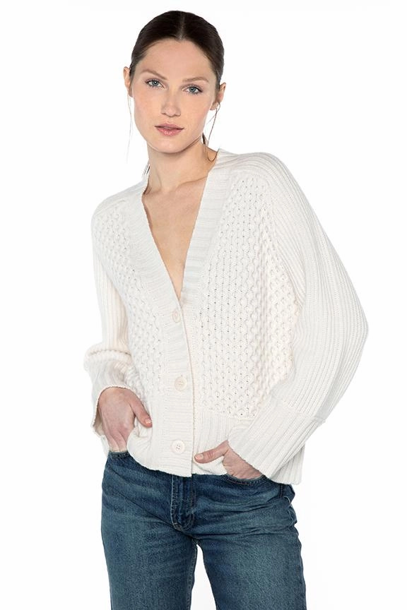 Luxe Mixed Stitch Cardigan Basic Layering Winter Day Comfort